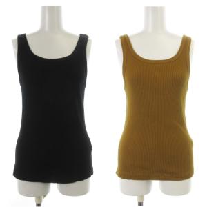 nagonstans タンクトップ リブニット 2枚セット 38 M 黒 ブラック キャメル