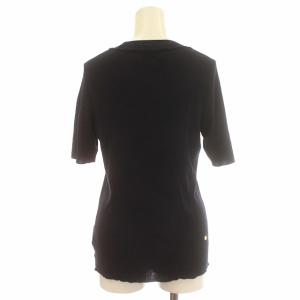 MUVEIL 半袖 ニット カットソー 刺繍 ラインストーン 38 M ネイビー 紺