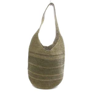 HELEN KAMINSKI ショルダーバッグ ワンショルダー ボーダー ラフィア オリーブグリーン