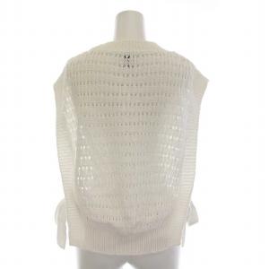 Spick&Span 23SS コットンリリヤーン地柄ニットベスト プルオーバー 白 ホワイト
