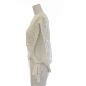 Spick&Span 23SS コットンリリヤーン地柄ニットベスト プルオーバー 白 ホワイト