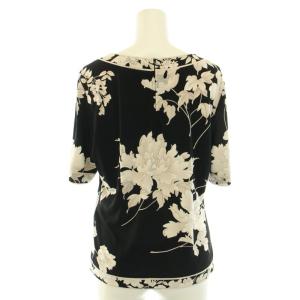 LEONARD ファッション FASHION ブラウス カットソー ボートネック 半袖 花柄 M ブラック グレー