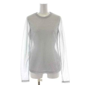 UNITED ARROWS 24SS グリッターラメジャージーカットソー Tシャツ ロンT 長袖 クルーネック シアー シースルー F シルバー色 1512-222-1061