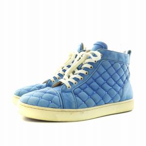 Christian Louboutin ハイカット スニーカー シューズ キルティング スエード 40 27.0cm 青 ブルー