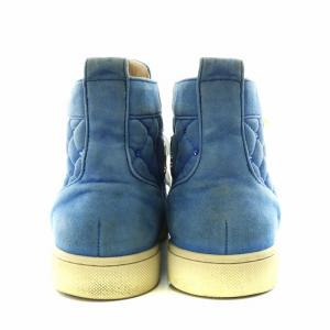 Christian Louboutin ハイカット スニーカー シューズ キルティング スエード 40 27.0cm 青 ブルー