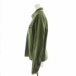 MARNI 21AW シャツ ブラウス 長袖 チェーン刺繍 コットン 40 M カーキ