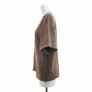 ebure 超長綿スーピマコットンクルーネックTシャツ カットソー 半袖 クルーネック 38 M 茶 ブラウン 3110900355