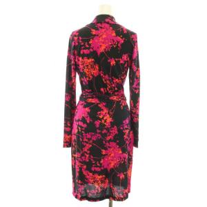 DIANE von FURSTENBERG ニュージャンヌトゥー NEW JEANNE TWO ラップワンピース ひざ丈 カシュクール 長袖 花柄 リボン タグ付き 2