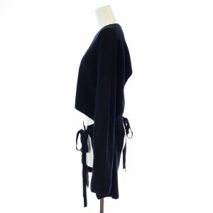 ENFOLD 21SS ニット カットソー 長袖 クルーネック デザイン リボン コットン 38 M 黒 ブラック 300ES370-1300