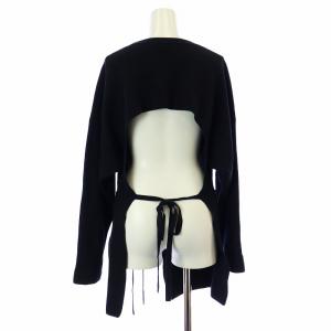 ENFOLD 21SS ニット カットソー 長袖 クルーネック デザイン リボン コットン 38 M 黒 ブラック 300ES370-1300