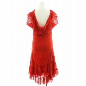 Jean Paul GAULTIER SOLEIL ワンピース ミモレ ロング 半袖 刺繍 S レッド