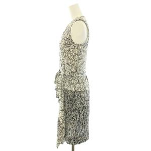 DIANE von FURSTENBERG ミリラニ MILILANI ワンピース ミニ カシュクール ノースリーブ 総柄 フリル リボン タグ付き 絹 シルク 2 S