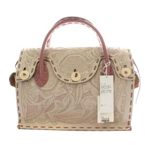ステッチマエストラ ST Maestra ハンドバッグ トート レザー 花柄 総柄 M アイボリー ピンク 48382251