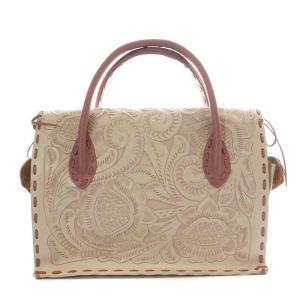 CARVING TRIBES ステッチマエストラ ST Maestra ハンドバッグ トート レザー 花柄 総柄 M アイボリー ピンク 48382251