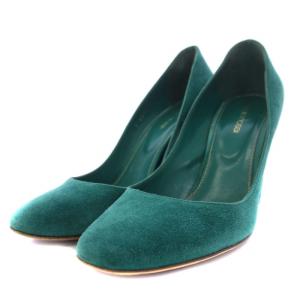 Sergio Rossi パンプス チャンキーヒール ラウンドトゥ スエード 39 26cm 緑 グリーン