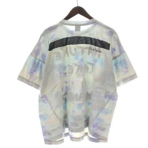 PAUL SMITH 21年製 Tシャツ カットソー 半袖 クルーネック ロゴプリント M ライトブルー 紫 パープル 黒 ブラック