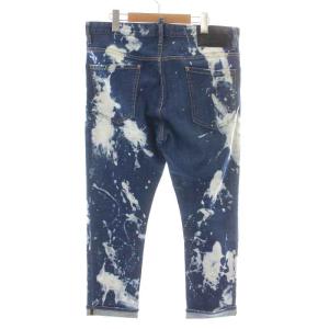 DSQUARED2 デニムパンツ ジーンズ ボタンフライ ロールアップ ブリーチ加工 ストレッチ 48 M 紺 ネイビー 白 ホワイト