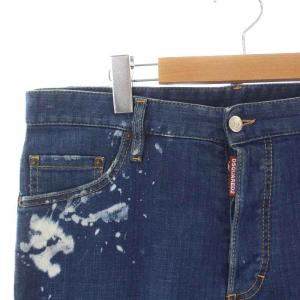DSQUARED2 デニムパンツ ジーンズ ボタンフライ ロールアップ ブリーチ加工 ストレッチ 48 M 紺 ネイビー 白 ホワイト