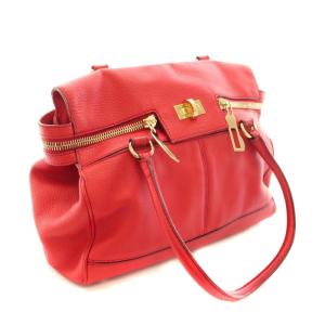 MAX MARA WEEKEND LINE マルゴーバッグレッドレザーサイドジッパー ハンドバッグ 赤 レッド ゴールド /YT