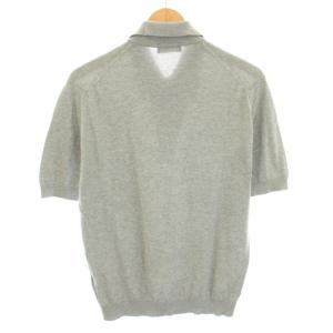 JOHN SMEDLEY ニットポロシャツ セーター ハーフボタン 半袖 ハイゲージ コットン XS グレー