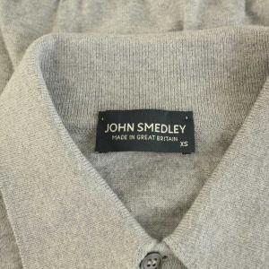 JOHN SMEDLEY ニットポロシャツ セーター ハーフボタン 半袖 ハイゲージ コットン XS グレー