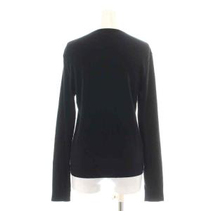 agnes b. プレッション ニットカーディガン 長袖 クルーネック ロゴボタン 3 L 黒 ブラック