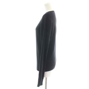 agnes b. プレッション ニットカーディガン 長袖 クルーネック ロゴボタン 3 L 黒 ブラック