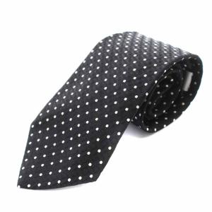 GIORGIO ARMANI ネクタイ レギュラータイ 水玉 ドット 絹 シルク 黒 ブラック 白 ホワイト