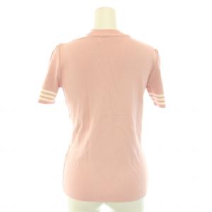 BORDERS at BALCONY デコルテカットアウトニットプルオーバー セーター 半袖 ハイゲージ 36 S ピンク 白 ホワイト BD2011-1C-42