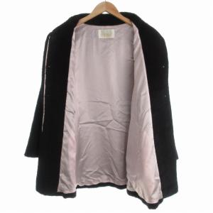 Harrods ファーコート アルパカ ミドル ハーフ ロゴボタン 2 M 黒 ブラック