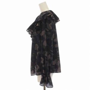 Grace Class 22AW カモプリントフリルブラウス シャツ 迷彩柄 カモフラ 長袖 36 S グレー 紺 紫 カーキ