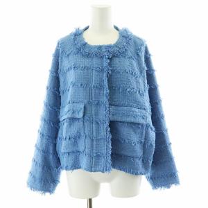 Diagram GRACE CONTINENTAL 22SS ツイードフリンジブルゾン ノーカラージャケット 36 S 水色 ライトブルー 01113