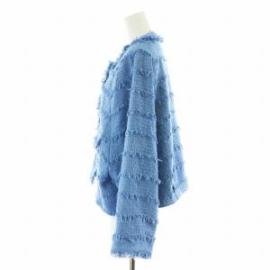 Diagram GRACE CONTINENTAL 22SS ツイードフリンジブルゾン ノーカラージャケット 36 S 水色 ライトブルー 01113