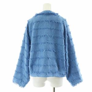 Diagram GRACE CONTINENTAL 22SS ツイードフリンジブルゾン ノーカラージャケット 36 S 水色 ライトブルー 01113