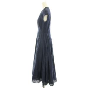 MARIHA 春の月のドレス ワンピース ロング Vネック 半袖 フレンチスリーブ コットン タグ付き 36 S 紺 ネイビー