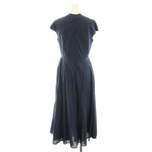 MARIHA 春の月のドレス ワンピース ロング Vネック 半袖 フレンチスリーブ コットン タグ付き 36 S 紺 ネイビー