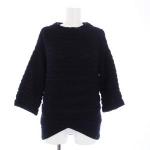 CHANEL セットアップ 上下 ニット セーター 五分袖 タイトスカート ひざ丈 34 紺