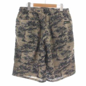 Back Channel ショートパンツ ハーフ イージー 総柄 麻 リネン L グレージュ 黒 ブラック