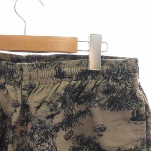 Back Channel ショートパンツ ハーフ イージー 総柄 麻 リネン L グレージュ 黒 ブラック