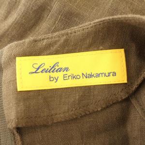 Leilian by Eriko Nakamura リネン ワンピース ロング 半袖 麻 リボンベルト F 茶 ブラウン