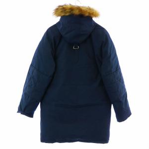 Schott DOWN BY ヴィンテージ USA製 ダウンジャケット フード スタンドカラー ジップアップ ファー S 紺 ネイビー