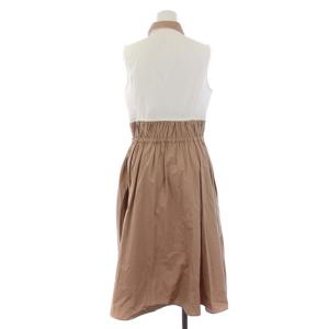 PAULE KA シャツ ワンピース ロング ノースリーブ リボン 38 M 白 ホワイト ベージュ