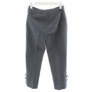 M'S GRACY 23年製 パンツ ジッパーフライ 総柄 裾リボン 36 S 紺 ネイビー NM-316303