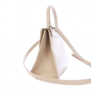 HAMANO mimi ハーフフォーマルミニバッグ ショルダーバッグ ハンドバッグ 2WAY トップハンドル レザー シルバー金具 ベージュ
