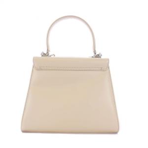 HAMANO mimi ハーフフォーマルミニバッグ ショルダーバッグ ハンドバッグ 2WAY トップハンドル レザー シルバー金具 ベージュ