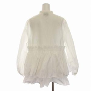 UNITED ARROWS 23SS P タフタ レディ ブラウス シャツ バンドカラー ペプラム 長袖 白 ホワイト