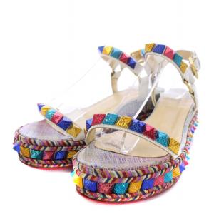 Christian Louboutin 1181057 カタクロウ ロックスタッズ ウェッジソール サンダル ストラップ 35 マルチカラー