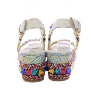 Christian Louboutin 1181057 カタクロウ ロックスタッズ ウェッジソール サンダル ストラップ 35 マルチカラー