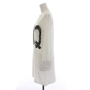 Alexander McQueen 2015年製 ロゴ オーバーサイズ Tシャツ ロング ビジュー 七分袖 M 白 ホワイト