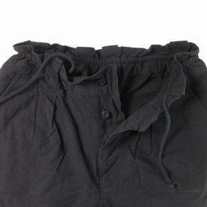MHL. COTTON LINEN PLAIN WEAVE ワイドパンツ フリル クロップド 2 M 黒 ブラック 595-0143504